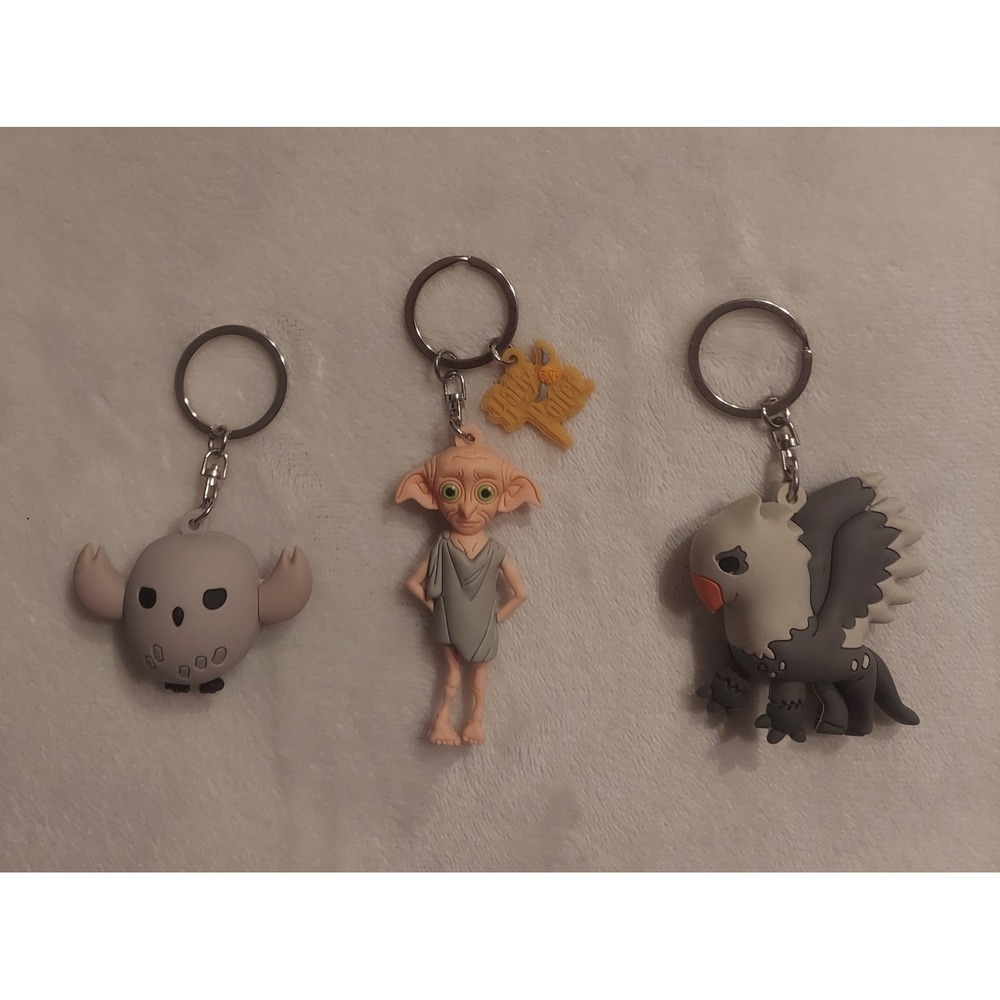 Harry Potter Warner Brothers 3-Piece Keychain Set Dobby Hedwig Buckbeak